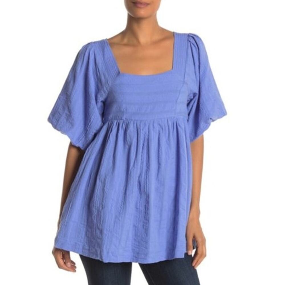 Free People Gigi Blouson Sleeve Textured Tunic Top